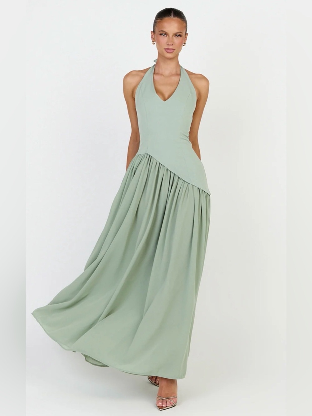 showpo calla maxi dress in sage